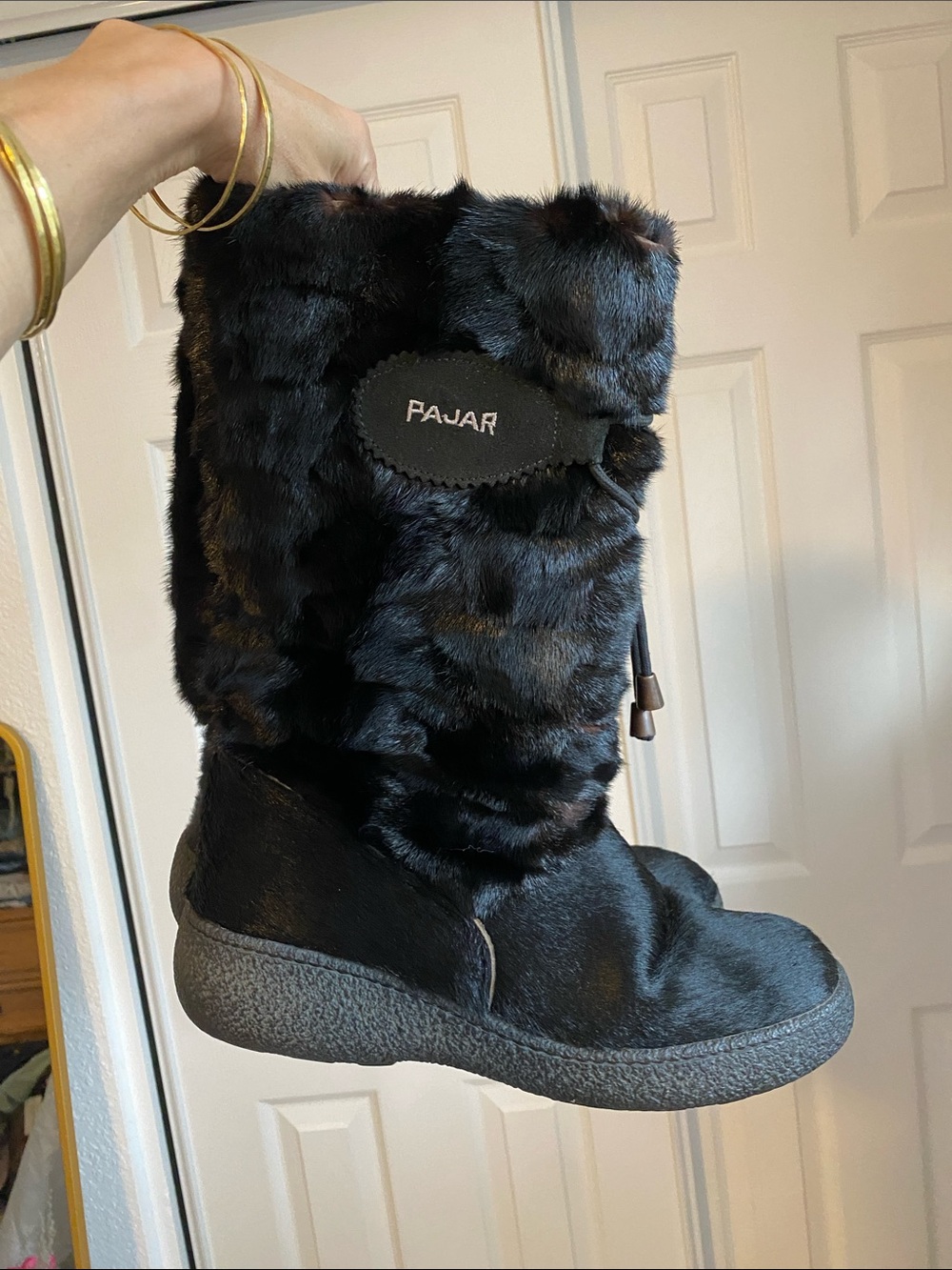 🖤 NWOT Pajar Black Real Fur Mid-Calf Winter Boot size 41 Made in Italy